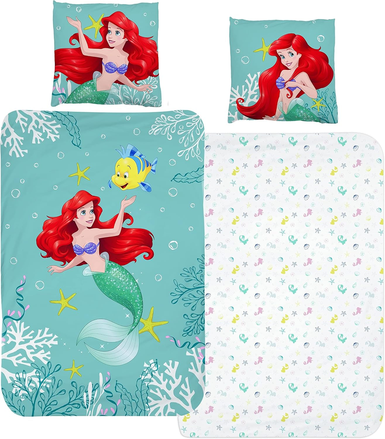 Arielle Meerjungfrau Bettbezug 135X200 80X80 Baumwolle · Kinderbettwäsche Für Mädchen Disney Prinzessin Sirena · 2 Teilig Naty Shop Titolo predefinito