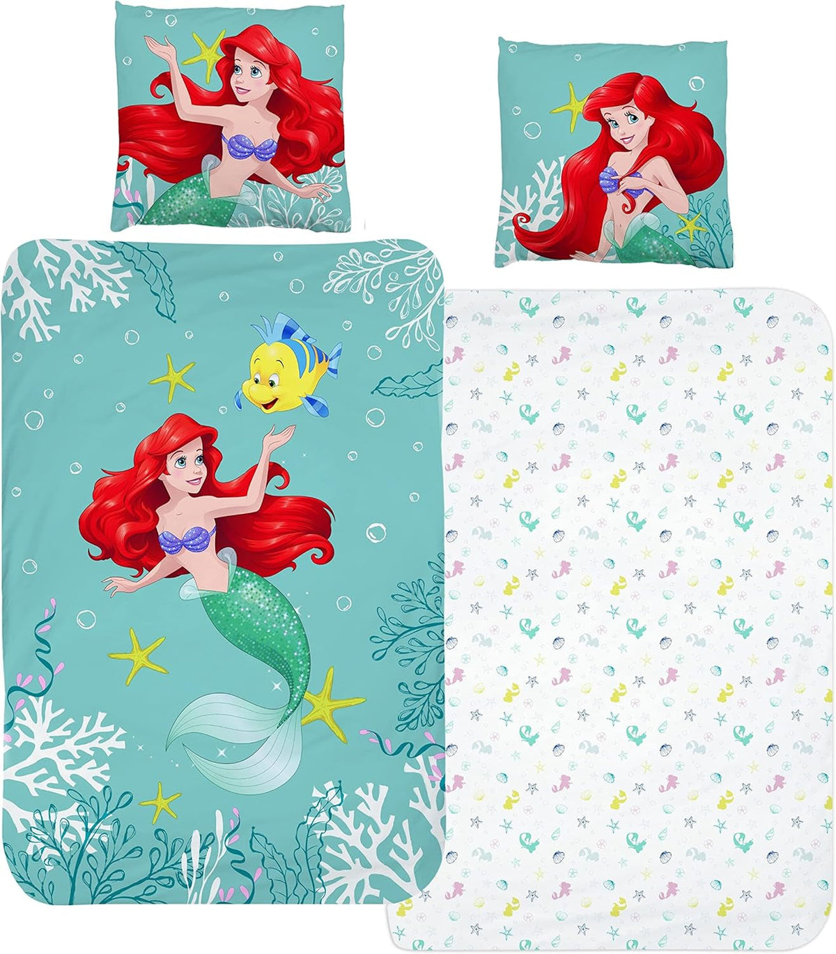 Arielle Meerjungfrau Bettbezug 135X200 80X80 Baumwolle · Kinderbettwäsche Für Mädchen Disney Prinzessin Sirena · 2 Teilig Naty Shop Titolo predefinito