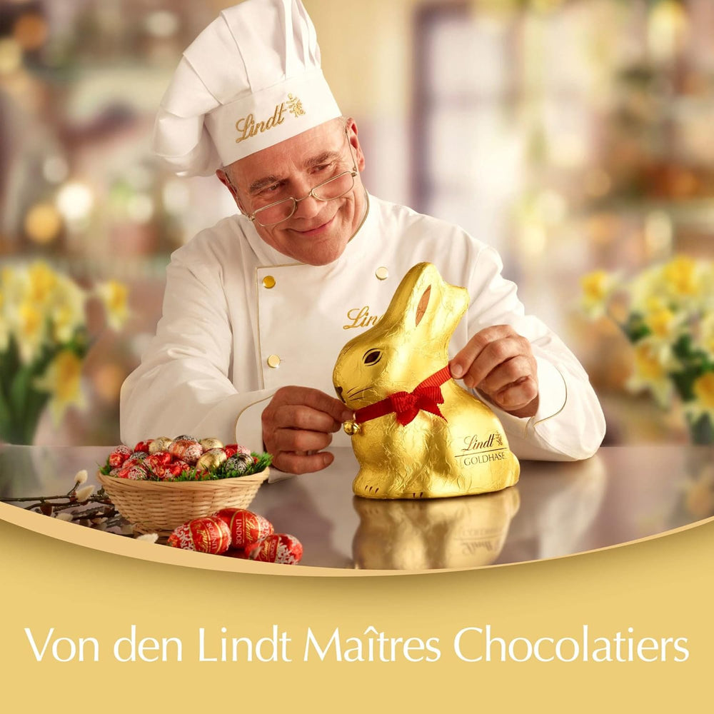 Lindt Chocolate Gold Bunny Caramello e Sale | 100 g| Cioccolato al latte al caramello salato per Pasqua | Cioccolato pasquale | Regalo di cioccolato | Coniglietto di cioccolato | Coniglietto di Pasqua