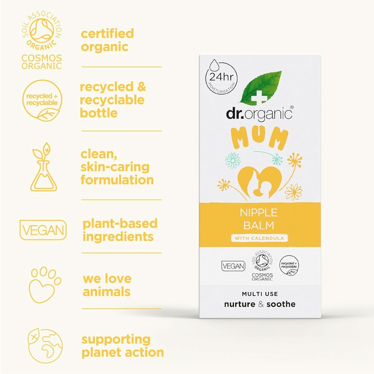 Dr Organic Balsamo per Capezzoli con Calendula, Lanolina, Sollievo Naturale, Per ferite e capezzoli screpolati, 30 ml Accessori Alimentazione e Allattamento Bebe Naty Shop