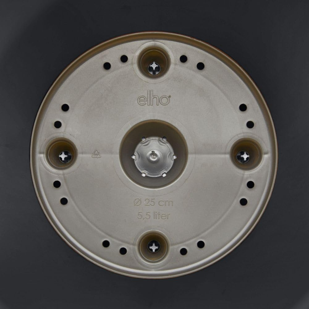 elho Loft Urban Round 40 - Ghiveci de flori pentru exterior - Plastic 100% reciclat - Ø 38,5 x H 35,3 cm - Negru/Antracit