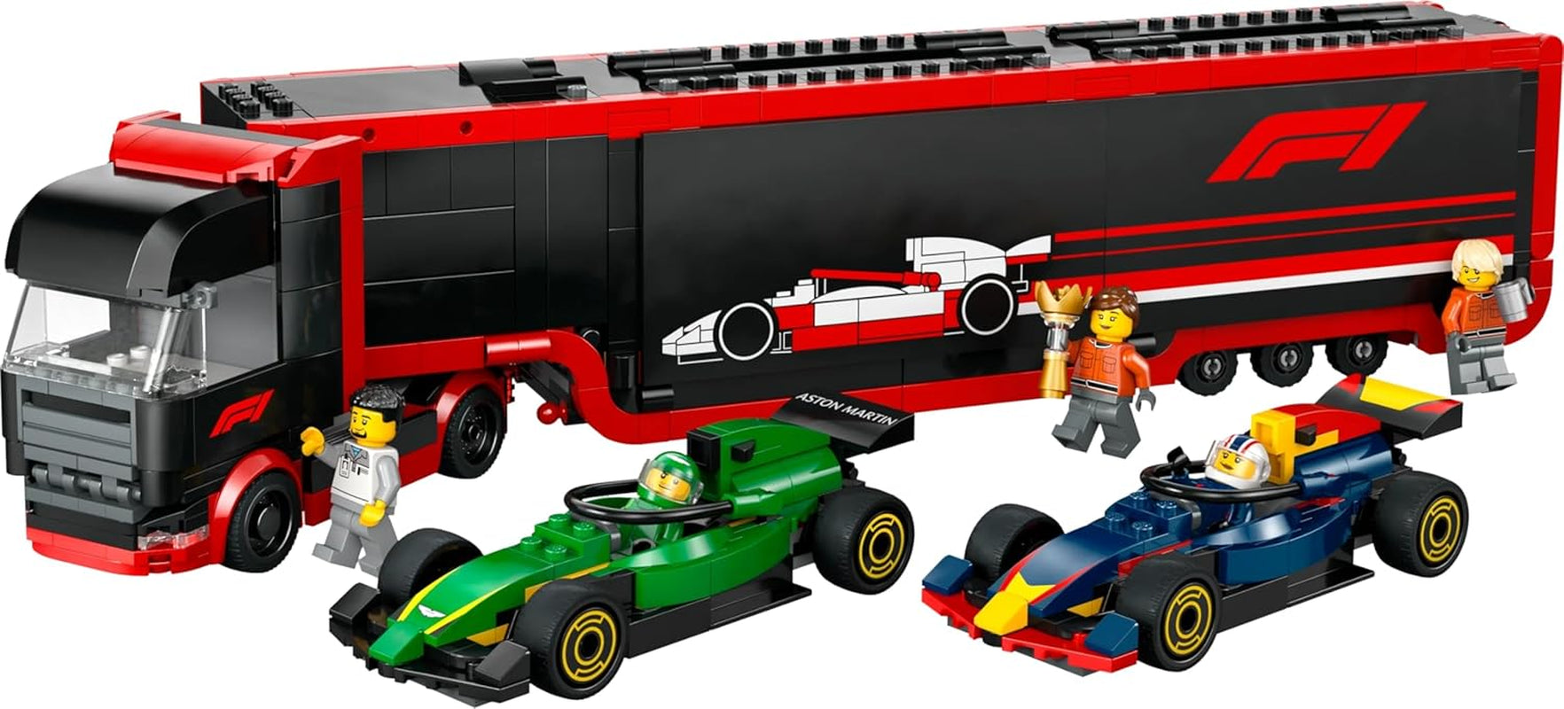 LEGO City Transporter F1 con auto da corsa F1 RB20 e AMR24 - Transporter di macchinine giocattolo per i team di Formula 1 Red Bull e Aston Martin - Incl. 5 minifigure - Regalo per ragazzi e ragazze dagli 8 anni in su 60445 Set da costruzione Besuche den LEGO-Store
