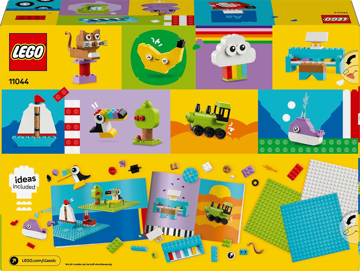 LEGO Classic Creative Build-and-Play Box - Colourful Bricks Set - Build a House, Dog, Fire Engine Toy, Piano Keyboard, Clouds & Rainbow - Arts and Crafts Kit for 5+ Year Old Boys & Girls - 11044
