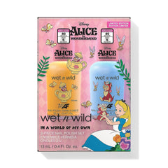 Wet n Wild Alice nel Paese delle Meraviglie "In a World of My Own" Set di 2 smalti per unghie con formula ad asciugatura rapida e lunga tenuta, finitura lucida, dura fino a 5 giorni