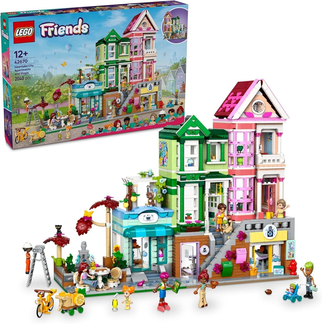 LEGO Friends Heartlake City Living and Shopping Street, set de construcție pentru jocuri de rol cu 9 personaje (inclusiv 7 minifigurine) și 3 pisici, cadou pentru fete și adolescenți, casă de jucării 42670 Seturi de constructie Besuche den LEGO-Store Titlu implicit