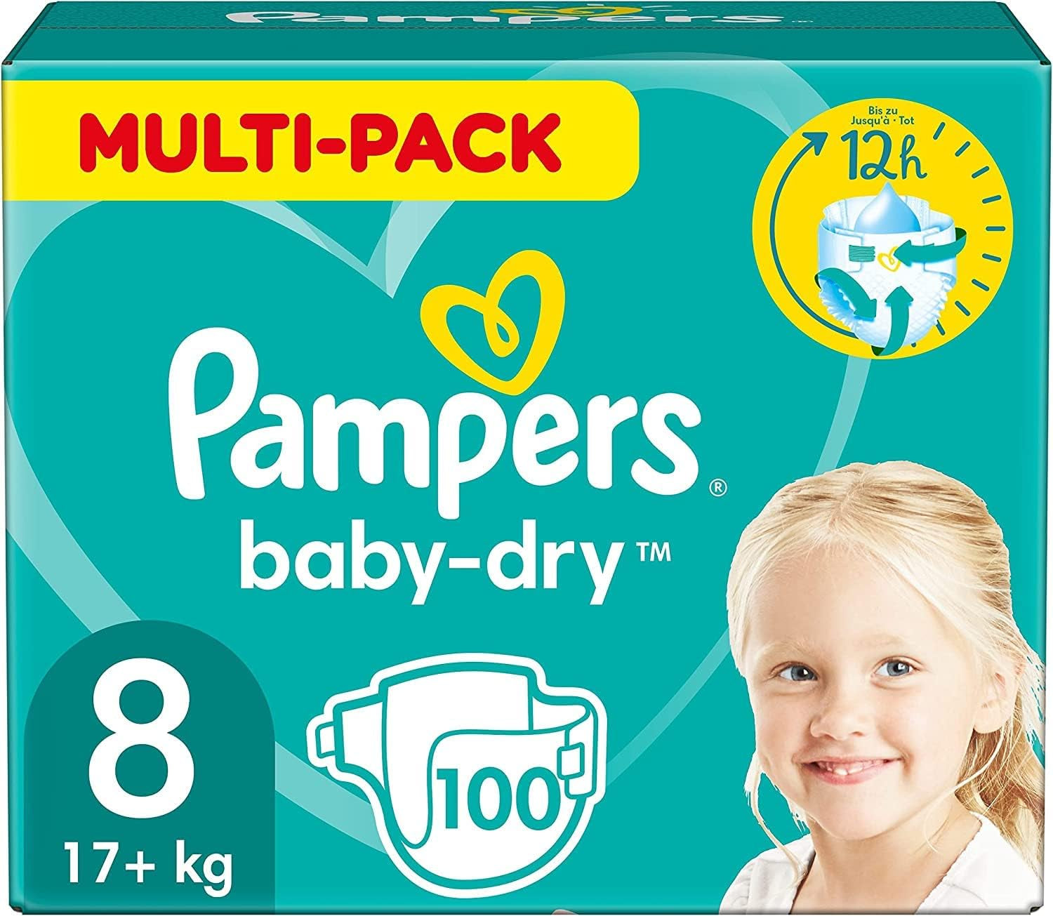 Pannolini Pampers Baby-Dry taglia 5, 174 pannolini, 11 kg - 16 kg, protezione dalle perdite fino al 100% e comfort per tutta la notte