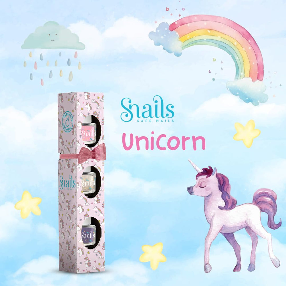 Snails Set regalo smalti per bambini 510409, Mini Unicorno 3x5ml, A base d'acqua, Lavabile, Sicuro, Vegano