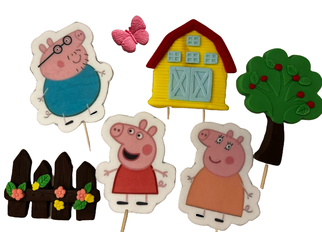 Set 7 decoratiuni comestibile din pasta de zahar, Peppa Pig Decoratiuni din Pasta de Zahar Naty Shop