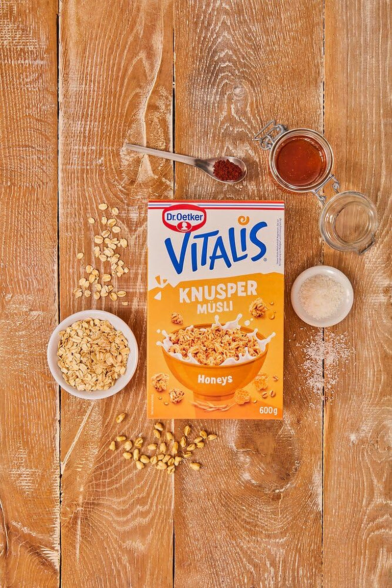 Dr. Oetker Vitalis Crunchy Honeys: Muesli croccante al miele per colazione e spuntini, confezione da 5 (5 x 600 g)