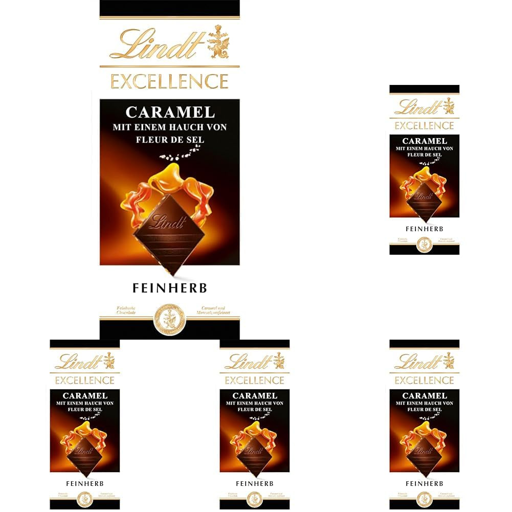 Lindt EXCELLENCE Caramello e Sale Marino - Cioccolato Fondente | Barretta 100g | Con Caramello e Sale Marino (Fleur de Sel) | Gusto intenso di cacao | Cioccolato fondente