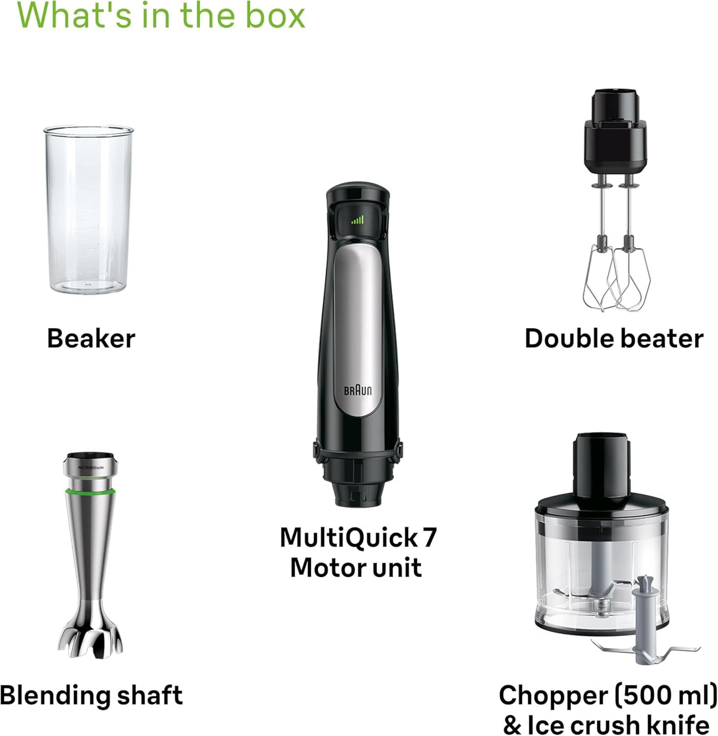 Braun Household Hogar Multiquick 7 Mixer, Spritzschutz, Spülmaschinenfest, Bpa-Frei, 600 Ml, Zerkleinerer 500 Ml, Eisklinge, MQ 7035XBI, 1000 W, Schwarz, MQ7035XBI Cucina Naty Shop