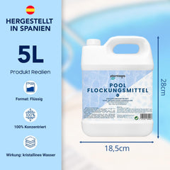 Flocculante per piscina 5L | Flocculante per piscina per acqua cristallina | Molto concentrato ed economico | Adatto a tutti i sistemi di filtrazione | Nessun additivo nocivo