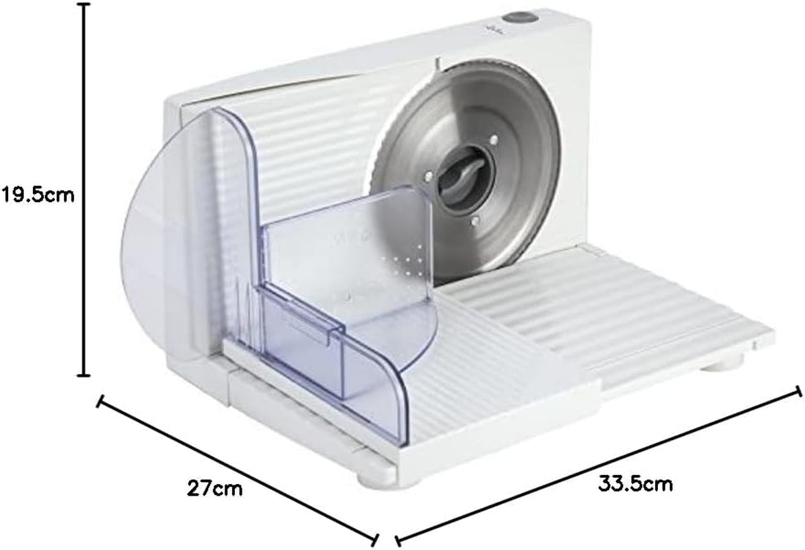 JECF0300 Affettatrice Elettrica Compatta, Lama Removibile in Acciaio Inox, Diametro 170mm, Controllo Spessore da 0 a 15mm, 150W Grattugie e Affettatrici Naty Shop