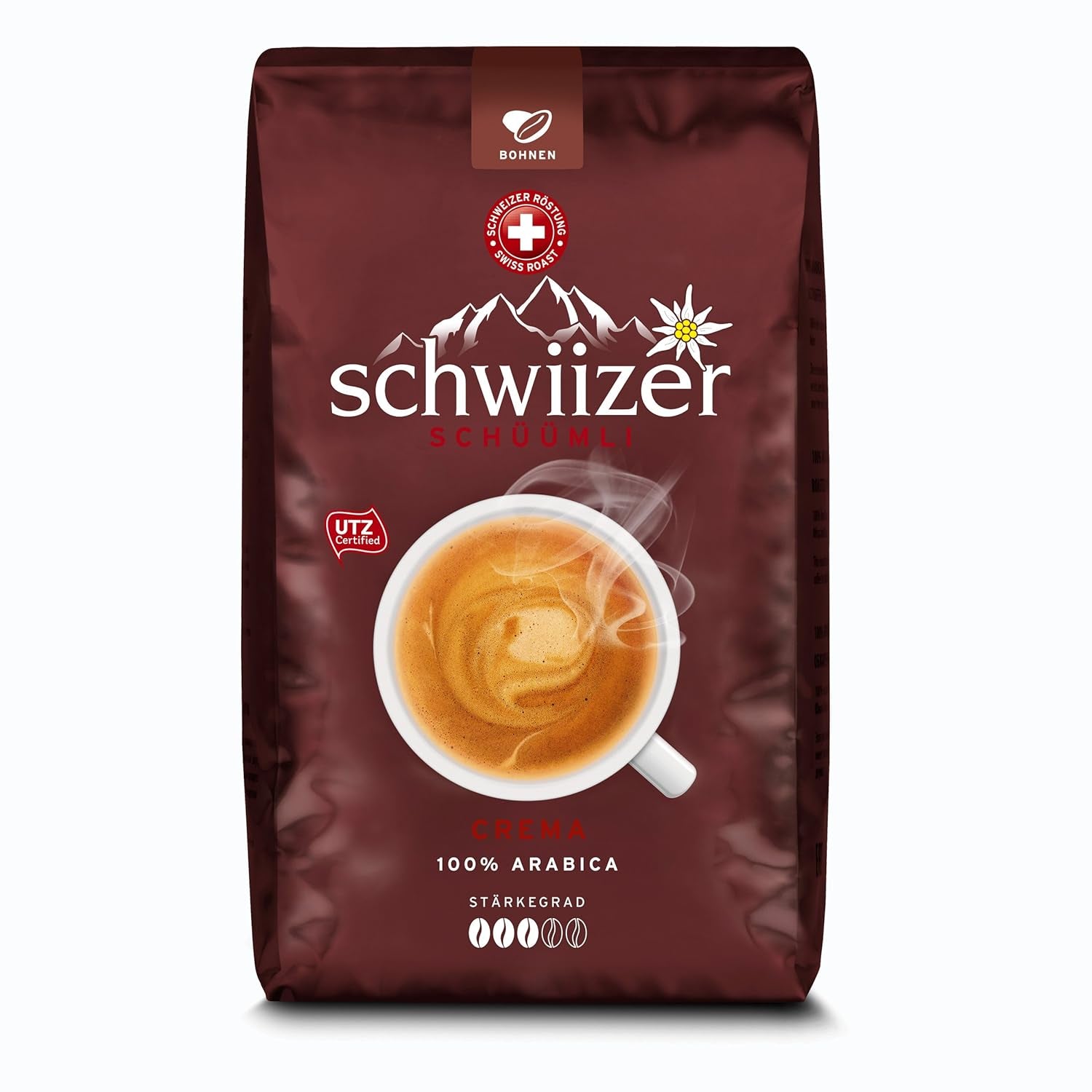 Cafea boabe Schwiizer Schüümli Crema, cafea prăjită, boabe de cafea, 3000 g