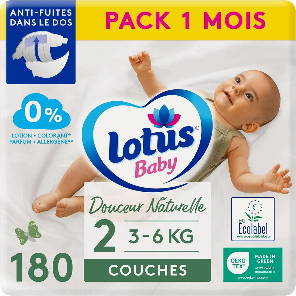 Lotus Baby, Douceur Naturelle, pannolini, varie taglie Mamma e Bambino Naty Shop 2 (180 pz)