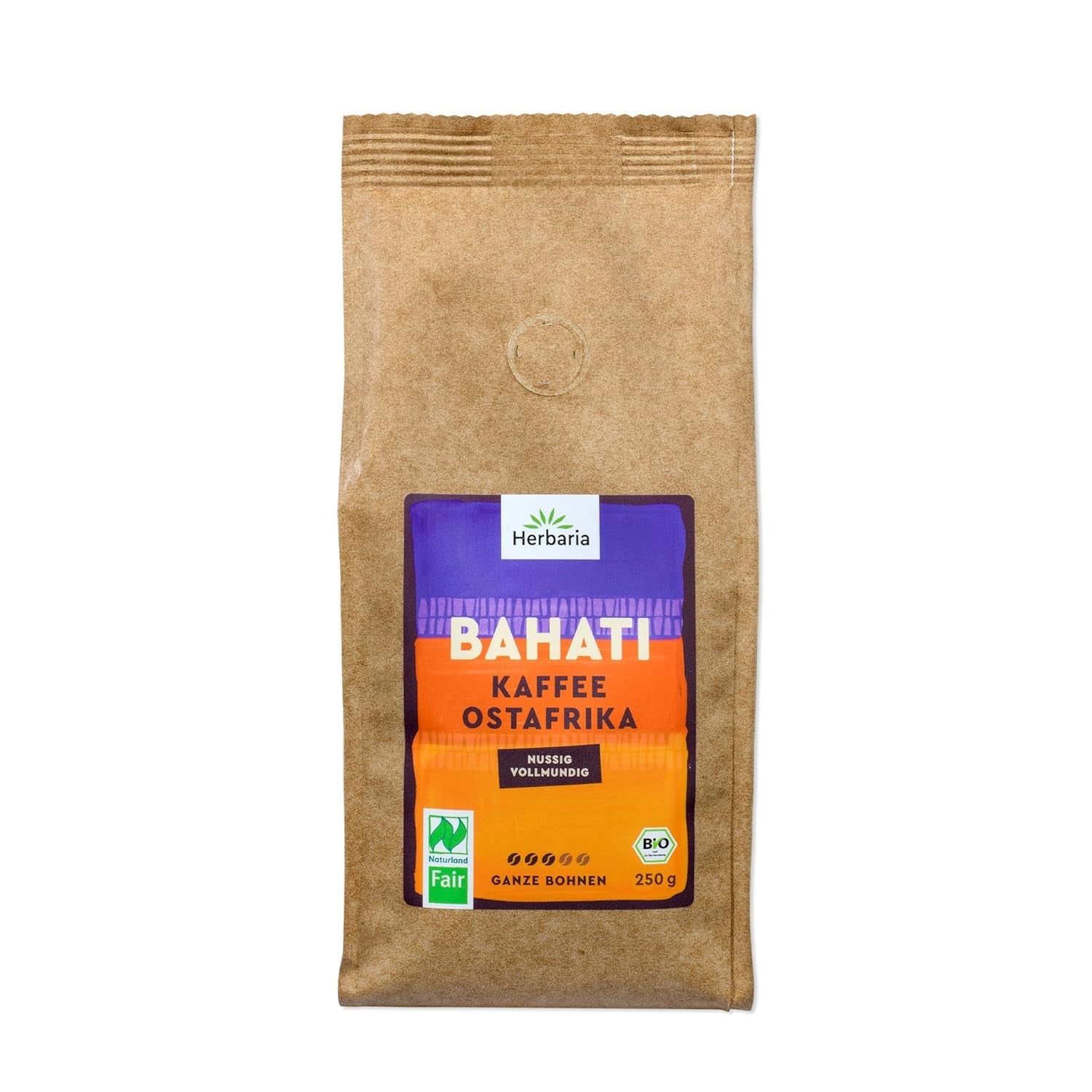 Herbaria MAKEDA Organic Espresso Whole Beans 1Kg - Naturland Fair Certified din Africa de Est - Arome prăjite cu cacao și note de lemn de stejar - boabe de cafea organice perfecte pentru filtre portabile și mașini automate de cafea Cafea Naty Shop Boabe intregi Bahati 250 grame Cafea