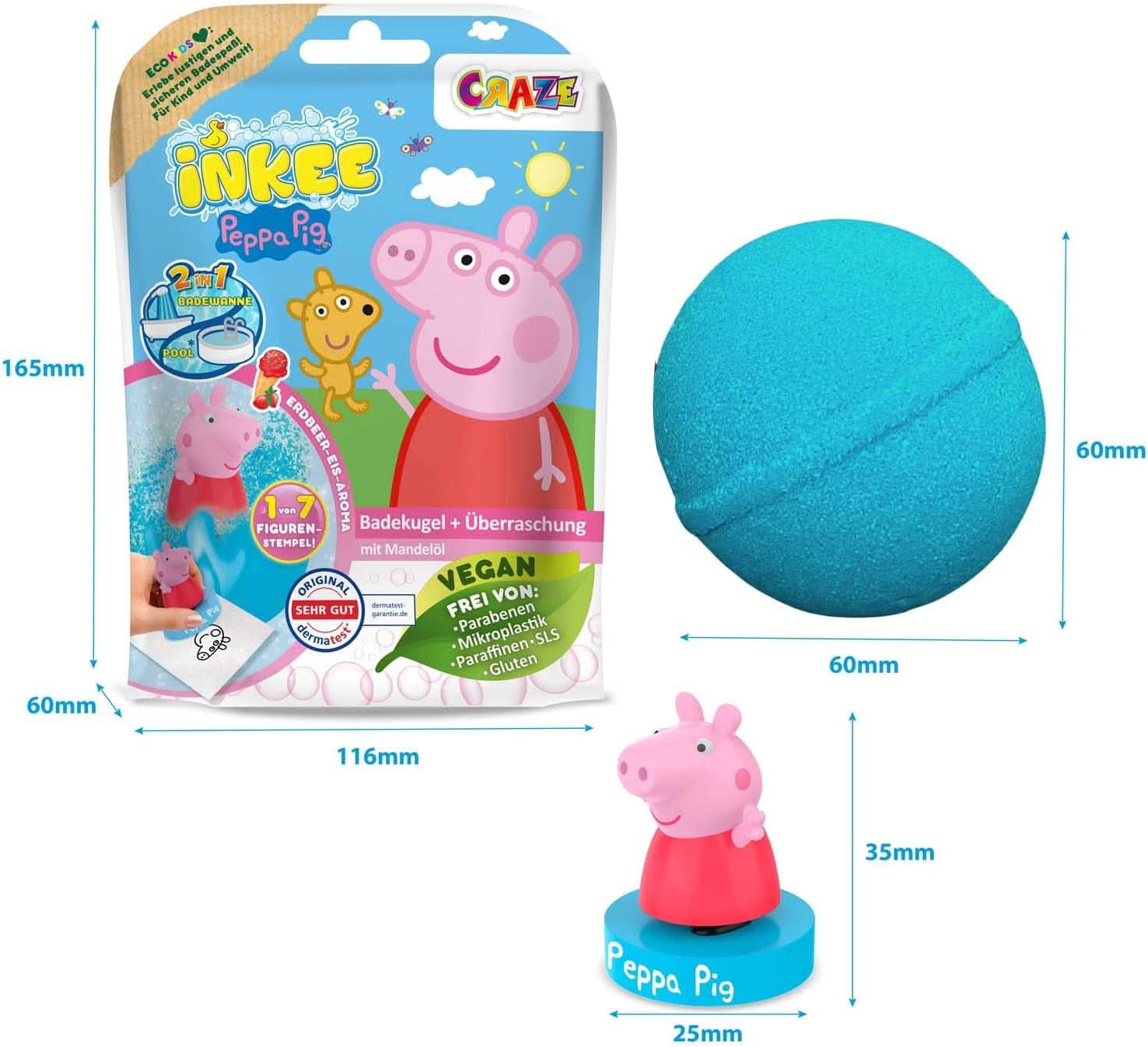 INKEE SURPRISE - Bombe da bagno per bambini Peppa Pig con giocattolo sorpresa Peppa Pig per la vasca da bagno - additivo da bagno per bambini Mamma e Bambino Naty Shop