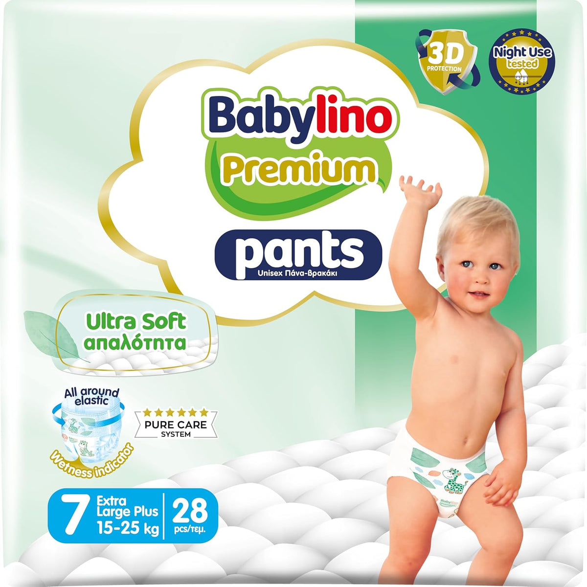 Pantaloni Premium, taglia 7, filtro ultra morbido, XL Plus (15-25 kg), 28 pezzi