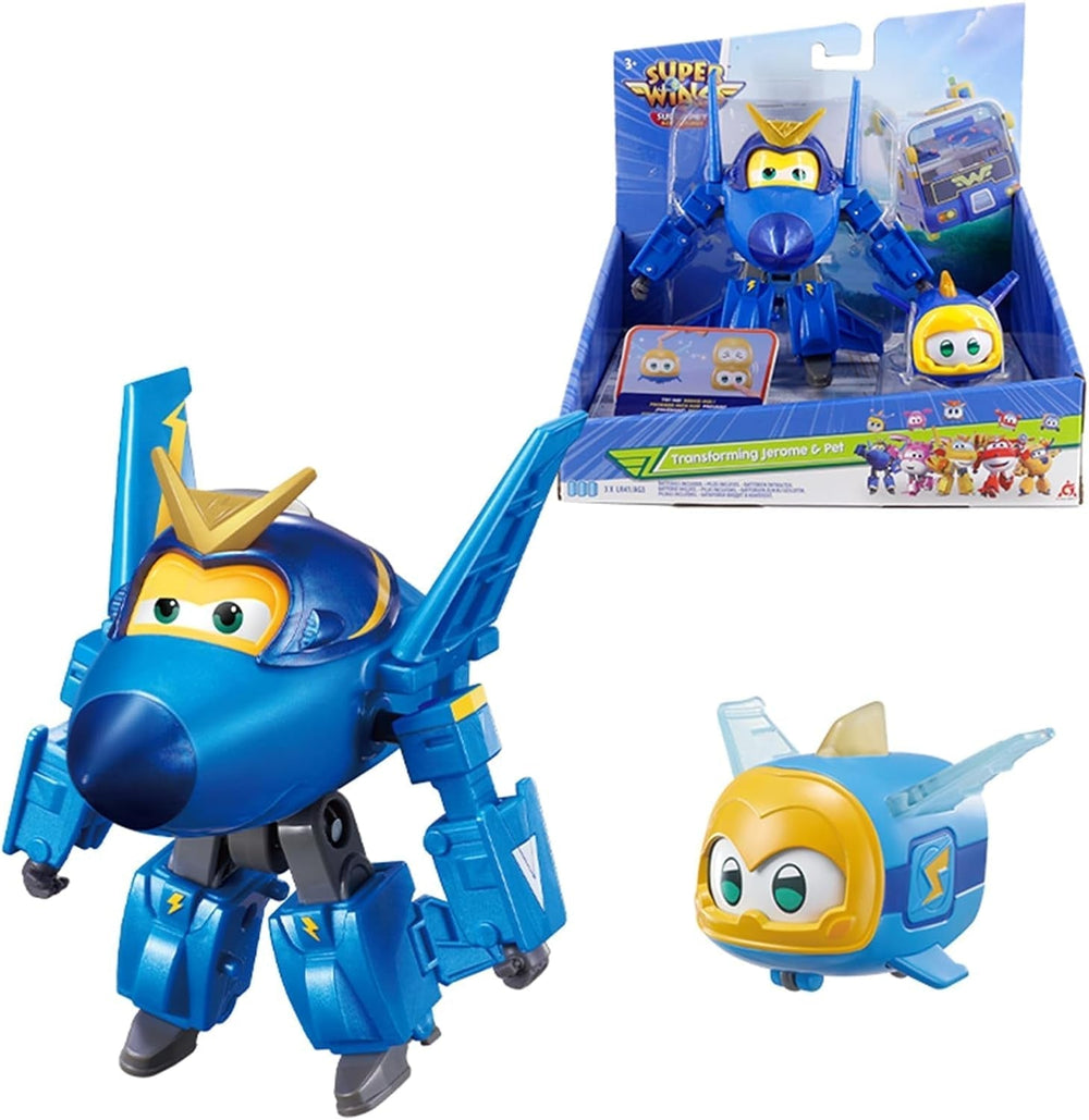 Super Wings EU770447 - Trasformare Tino & Pet, personaggio giocattolo trasformabile ca. 14,5 cm e animale domestico con un'altezza di ca. 4,3 cm, per bambini dai 3 anni in su Action figures Naty Shop Jerome