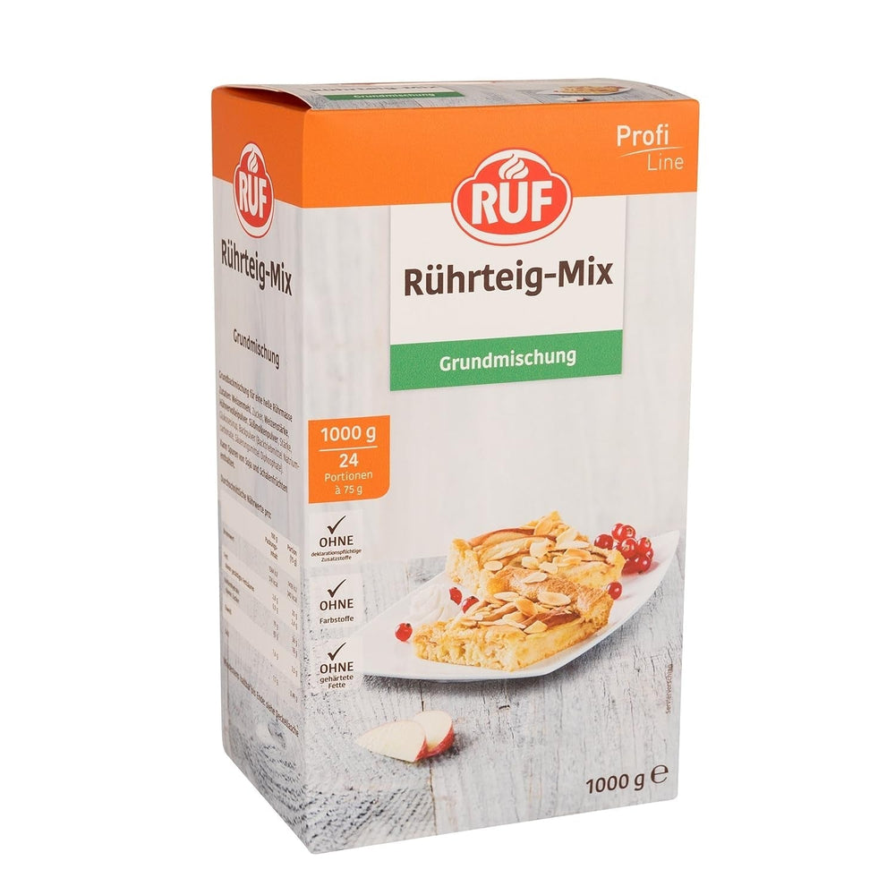 RUF Rührkuchen Backmischung, Nur Wasser & Öl Zugeben, Rezeptur Für Blechkuchen, Kastenkuchen, Muffins, Gugelhupf Und Tortenböden, 1X1000G Miscela per cuocere e cucinare Naty Shop Rührteig 1 Kg (1Er Pack)