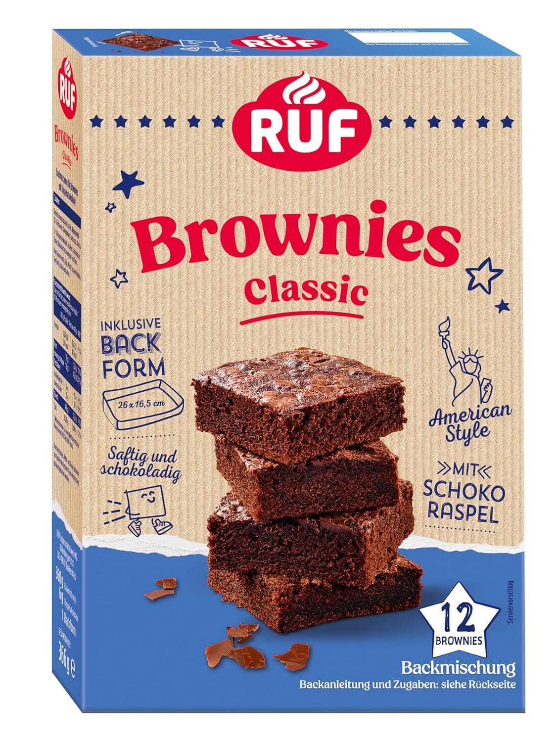RUF Mix per Brookies, brownies e biscotti, 460 grammi Naty Shop Kitchen 366 grammi Brownies