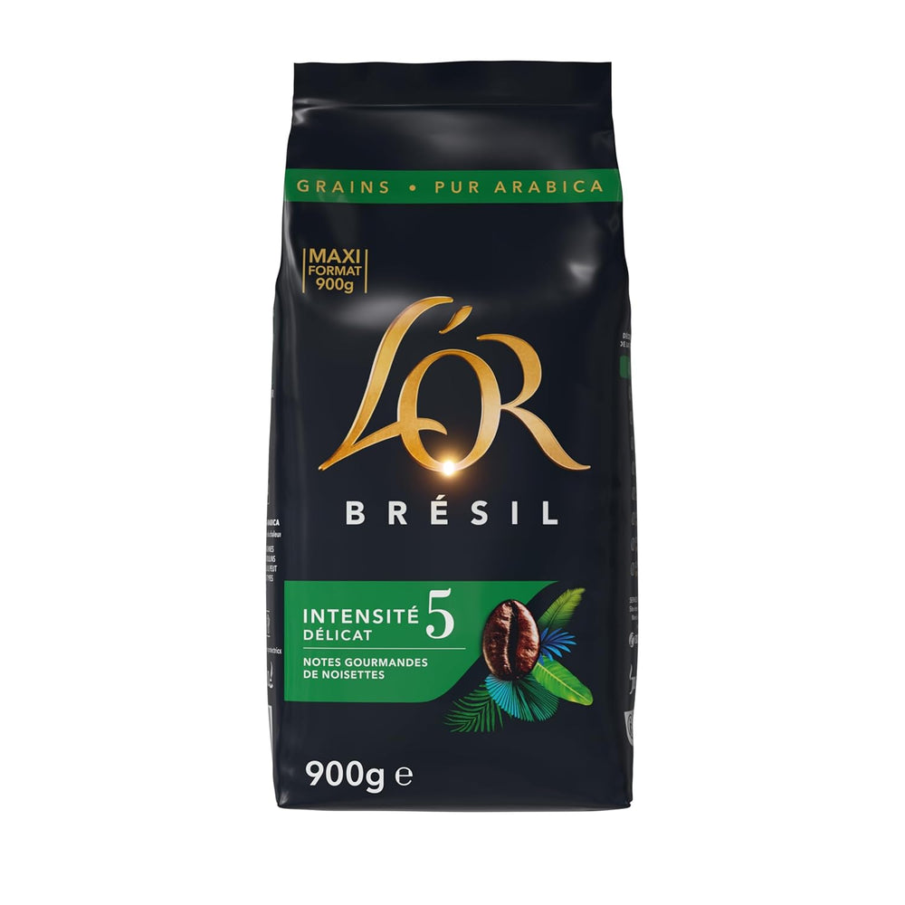 L'OR, Kaffeebohnen, 100 % Arabica, Brasilien, Intensität 5 Röstung, 900 g x 4