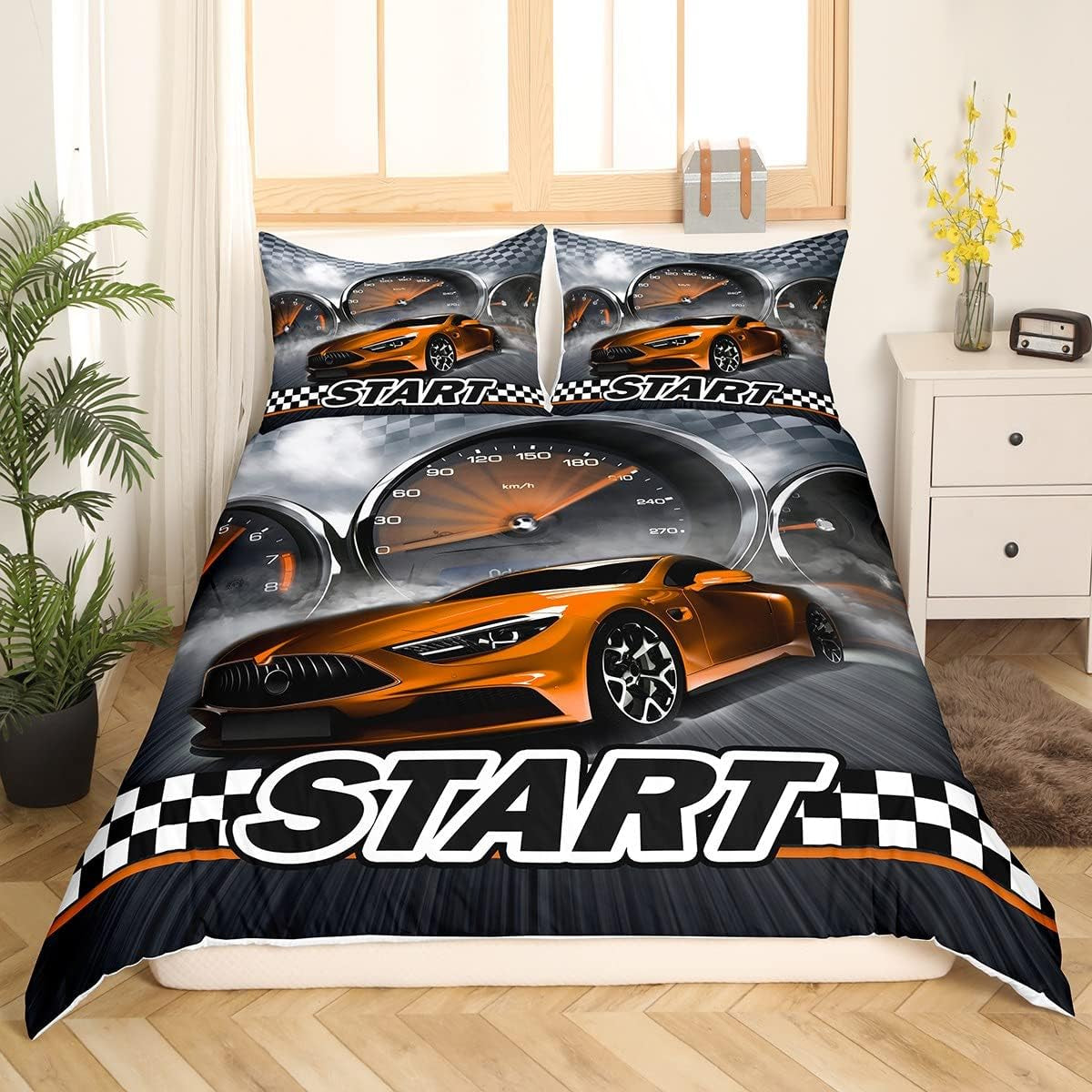 Jungen Cartoon Car Bedding Set 135X200,Kinder Bau Fahrzeuge Tröster Abdeckung Für Kind Kleinkind Teens,Dinosaurier Bettbezug,Traktor Maschinerie Bagger Bettdecke Abdeckung,Lkw Autos Bedtuffen Naty Shop Multi 2 155*220+80*80*1
