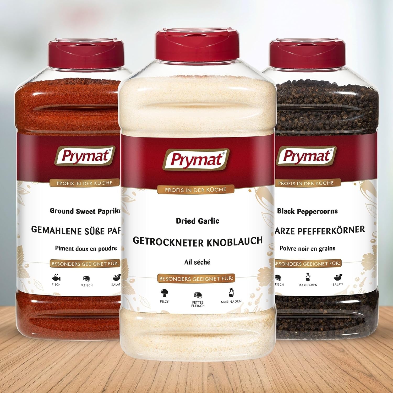 Prymat Getrockneter Knoblauch granuliert 1.05kg – Aromatisches Knoblauchgranulat zum Würzen von Fleisch, Fisch, Gemüse, Saucen, Dips & Marinaden – intensiv im Gesmack – ohne Zusätze