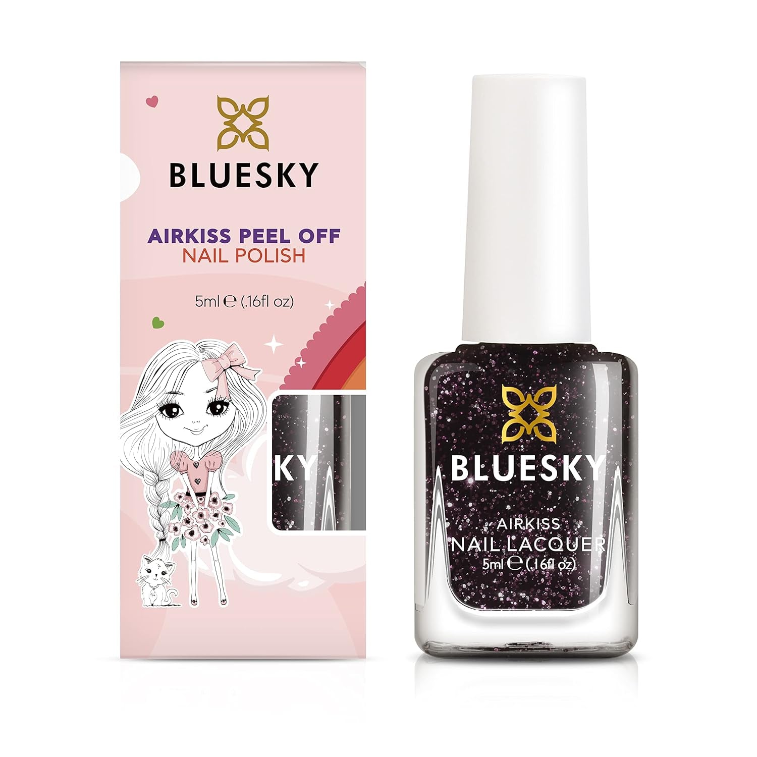 Bluesky Smalto per unghie per bambini - Marrone polvere di stelle, facile da applicare, non tossico, a base d'acqua, smalto piatto per bambini, 5 ml, 1 confezione