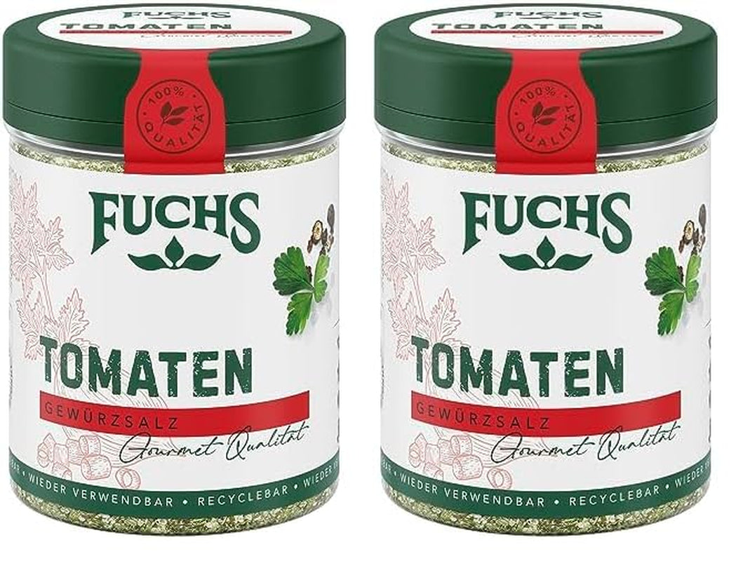 Fuchs Gewürze - Tomato Gewürz - Gewürzsalz für Tomatenbrot, Frühstücksei oder Steak - ingredienti naturali - 90 g in wiederverwendbarer, recyclebarer Dose