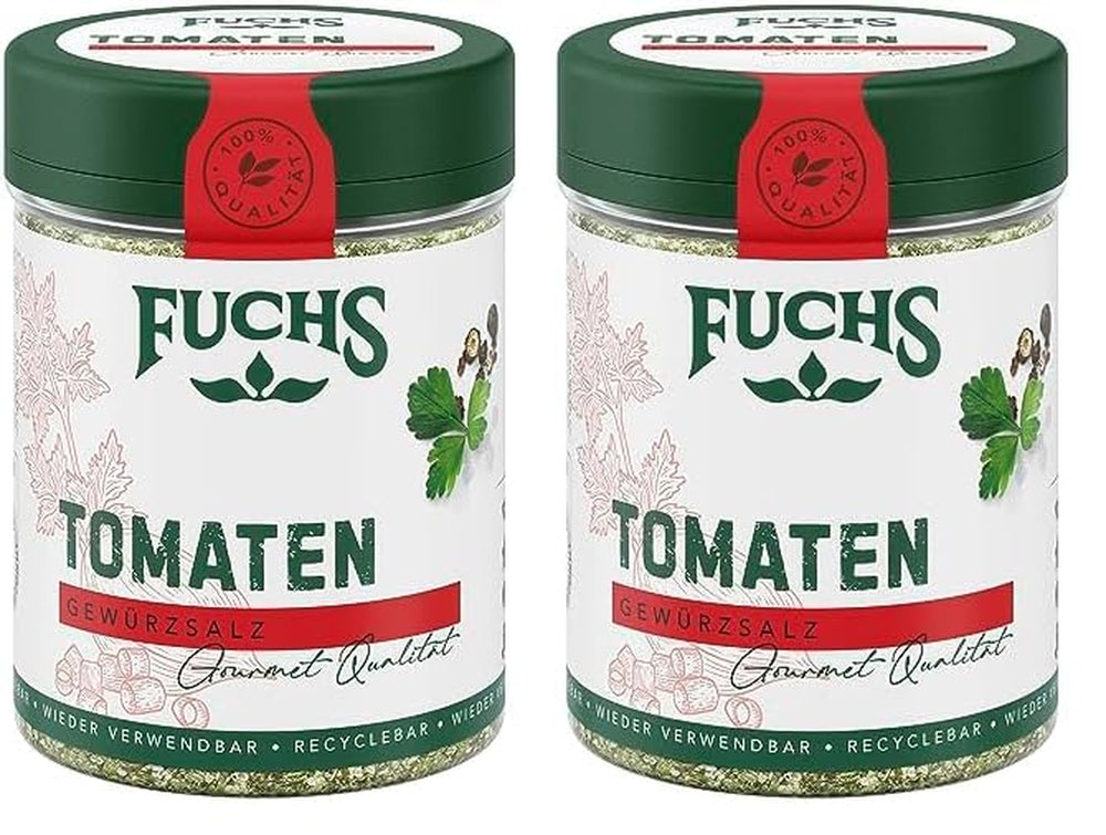 Fuchs Gewürze - Tomato Gewürz - Gewürzsalz für Tomatenbrot, Frühstücksei oder Steak - ingredienti naturali - 90 g in wiederverwendbarer, recyclebarer Dose