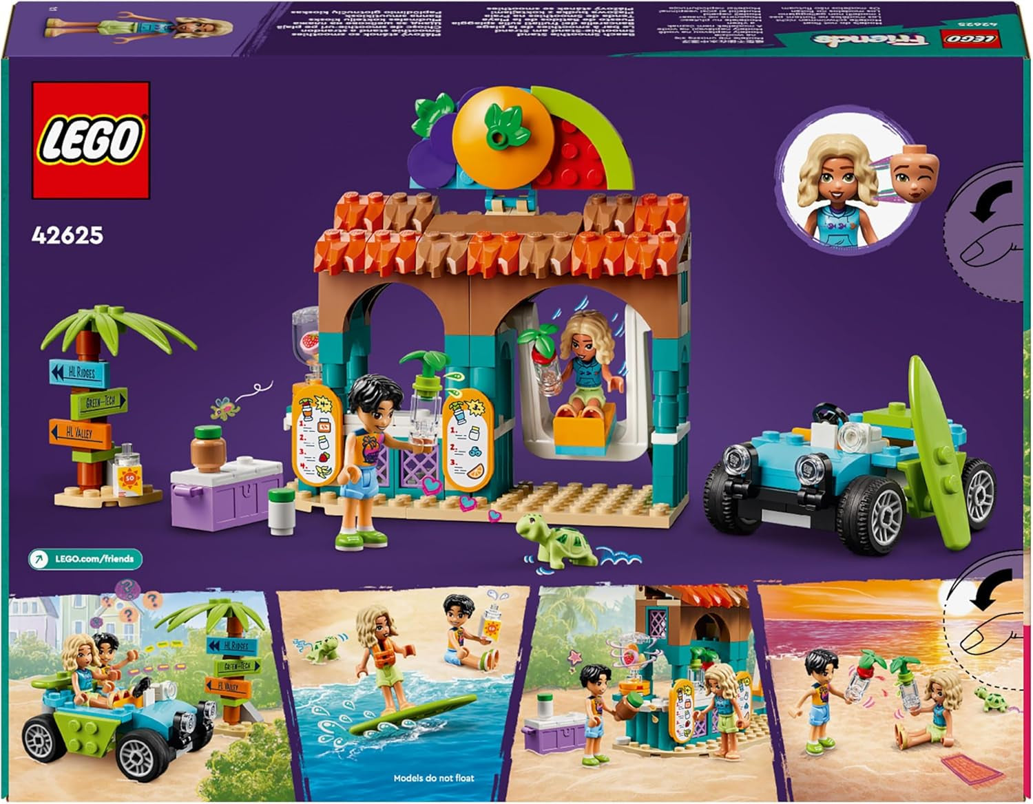 LEGO Friends Stand di frullato in spiaggia Set da gioco per giochi di ruolo Idea regalo per ragazze e ragazzi di 6 anni con personaggi di gioco Tartaruga e accessori Giocattolo per lo sviluppo sociale 42625 Set da costruzione Besuche den LEGO-Store
