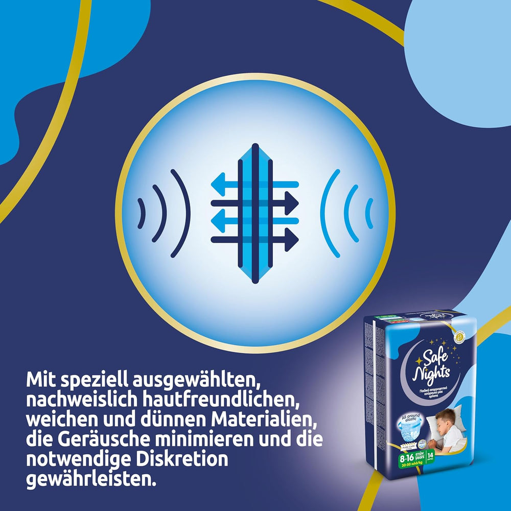 Safe Nights Boy, pantaloni da notte per bambini da 8 a 16 anni (30-50 kg), 84 pezzi