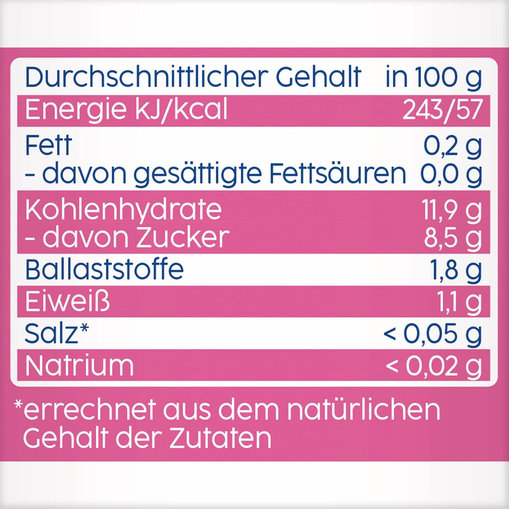 Bustine comprimibili di frutta, lampone, mela, banana e farro - 16 pezzi (confezione da 4, 4 x 90g cadauna), senza zuccheri aggiunti, a base di frutti di bosco e cereali integrali, ideali per spuntini da asporto e autoconsumo