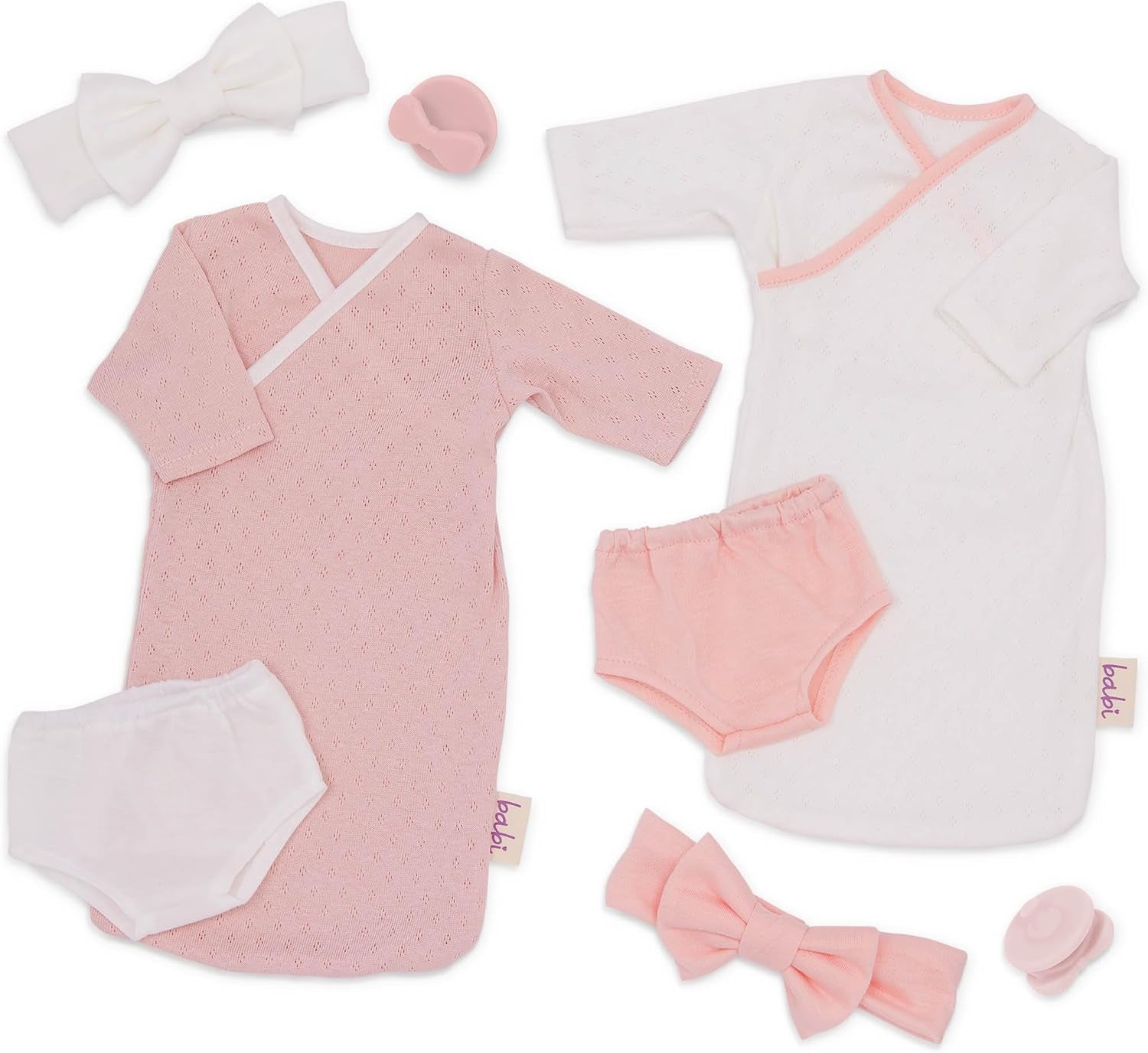LullaBaby - Baby Puppe Dress Outfit - Kleidungsset - Rosa Kleid, Stirnband, Schnuller und Schuhe - 36 cm Baby-Puppen-Kleidung - Fantasievolles Spiel - Spielzeug für Kinder ab 2 Jahren