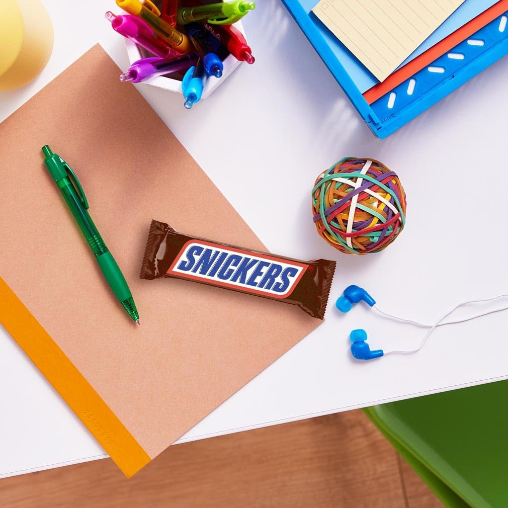 Confezione da 5 barrette di cioccolato Snickers al caramello di arachidi | Snack calcio | (1x5x50g)