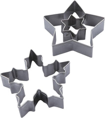 Set de forme pentru biscuiți Dr. Oetker Linzer Fulg de zăpadă și stea – 2 piese, perfecte pentru biscuiți de Crăciun, fabricate din oțel inoxidabil de înaltă calitate, rezistente la rugină, se pot spăla în mașina de spălat vase