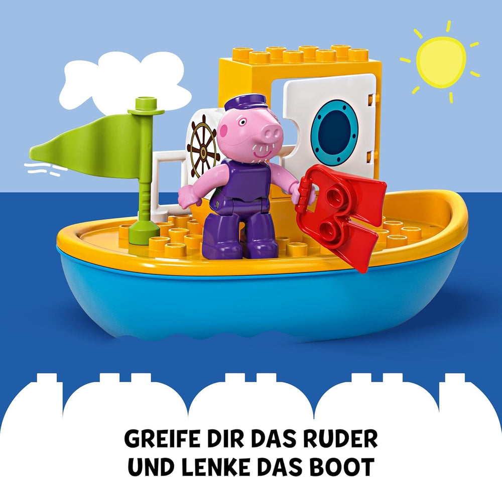 LEGO DUPLO La gita in barca di Peppa: set da gioco in barca giocattolo da costruire e ricostruire con 2 personaggi, giocattolo creativo, idea regalo per bambini di 2 anni, ragazzi e ragazze 10432 Set da costruzione Besuche den LEGO-Store