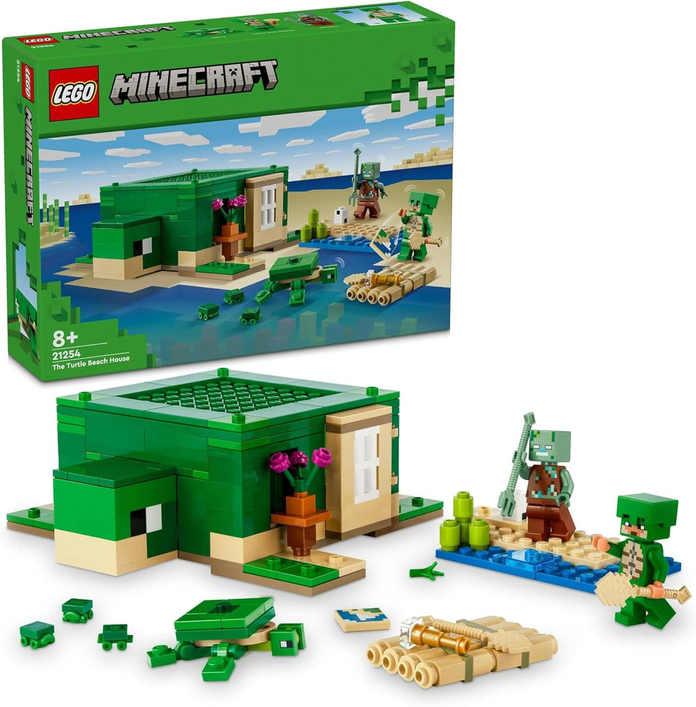 LEGO Minecraft La casa sulla spiaggia della tartaruga, casa giocattolo con accessori per ragazze e ragazzi di 8 anni, set con animali e personaggi dei videogiochi, regalo per i giocatori 21254 Set da costruzione Besuche den LEGO-Store Single