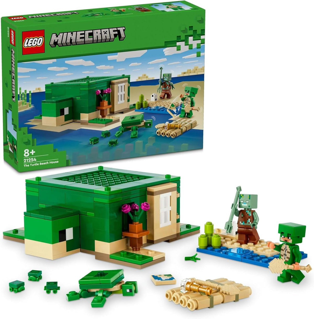 LEGO Minecraft La casa sulla spiaggia della tartaruga, casa giocattolo con accessori per ragazze e ragazzi di 8 anni, set con animali e personaggi dei videogiochi, regalo per i giocatori 21254 Set da costruzione Besuche den LEGO-Store Single