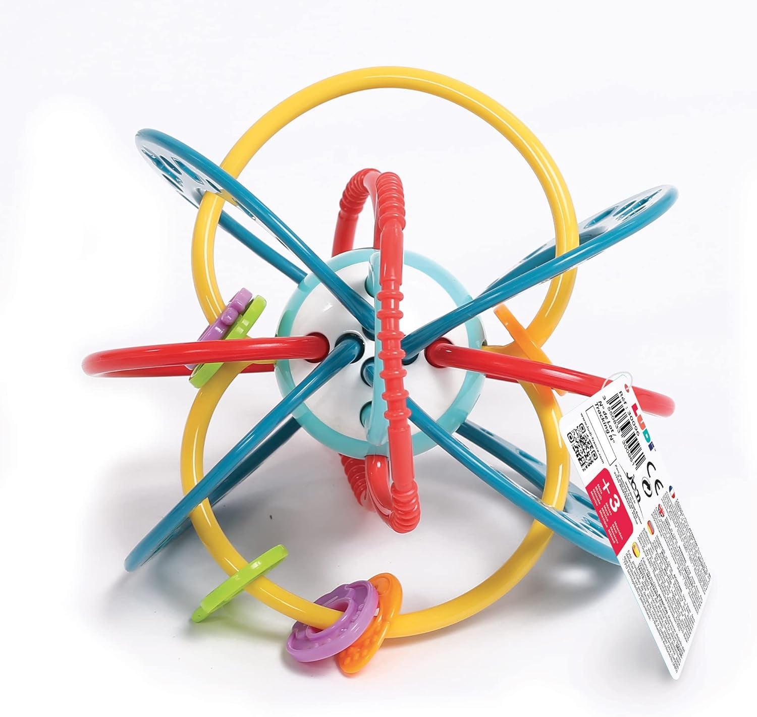 LUDI - Clopoțel Planet - Jucărie pentru copii - De la 3 luni - Culori vibrante, texturi diferite și formă originală - Promovează abilitățile motorii fine și dexteritatea Jucarii Bebe Naty Shop