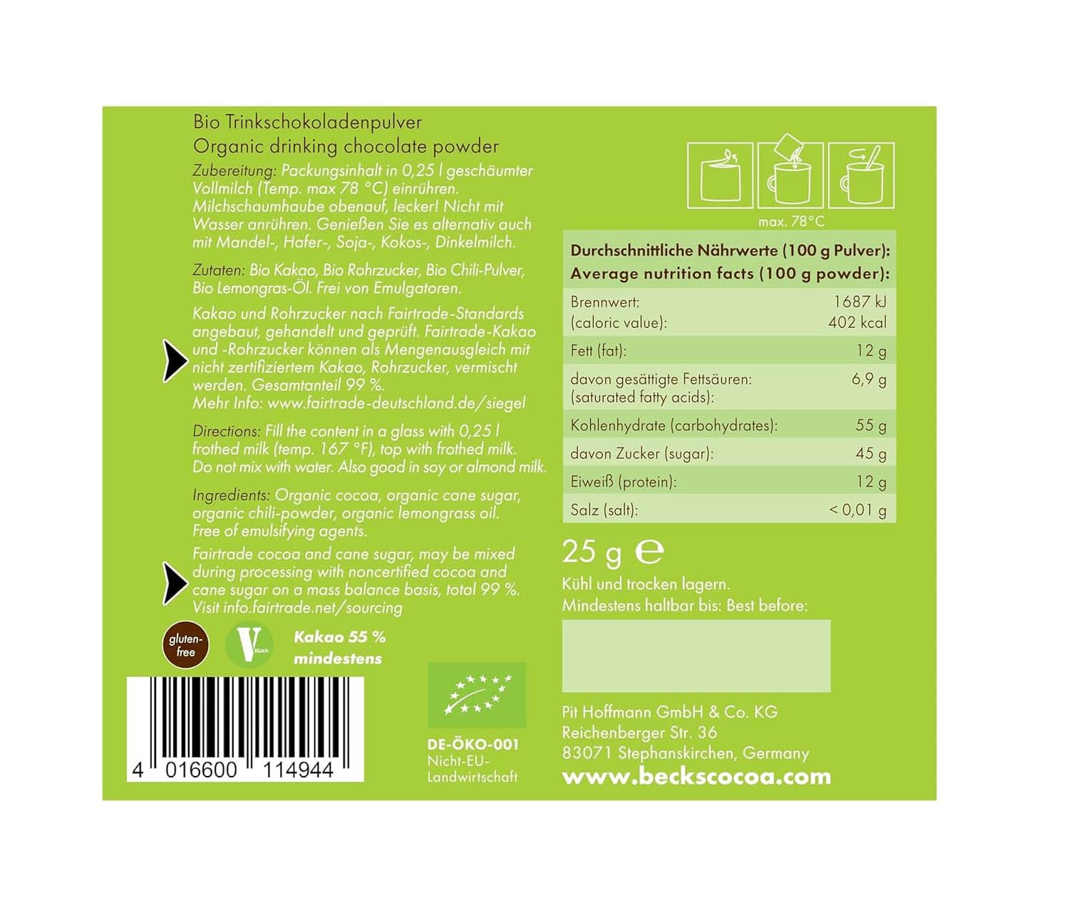 Busta Mekong, 25 grammi di Cacao e Cioccolata Calda Naty Shop