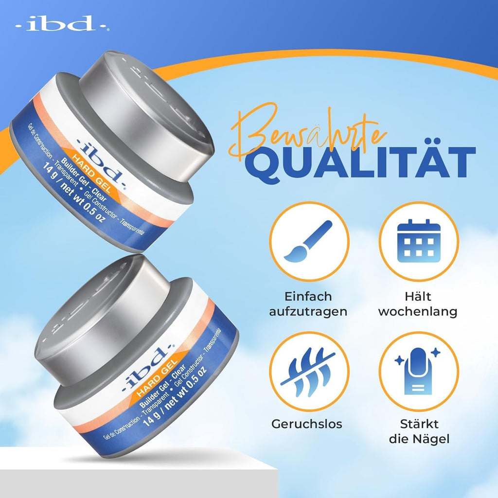 IBD Hard Gel – Gel de construcție transparent, 1 pachet (1 x 14 g) – Fabricat în SUA – Gel de construcție premium pentru unghii cu gel