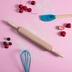 , KP5715, Mattarello in legno, ergonomico e facile da pulire, ideale per stendere impasti e biscotti, dimensioni 44,5 cm, colore marrone