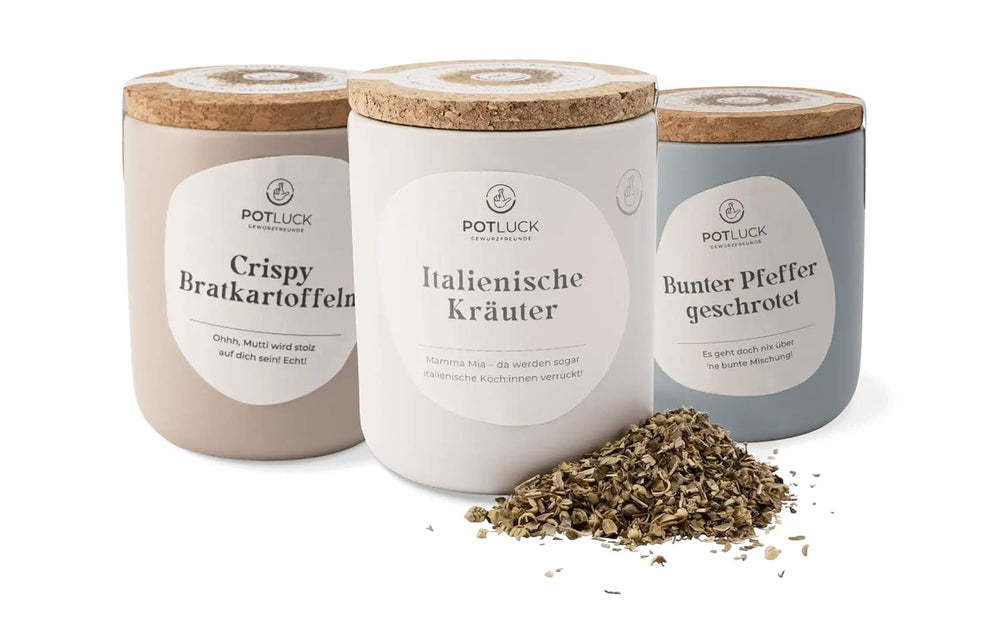 Potluck | Feta Gewürz | Gewürzmischung im Keramiktopf | 50g| Con sostanze inalatorie naturali