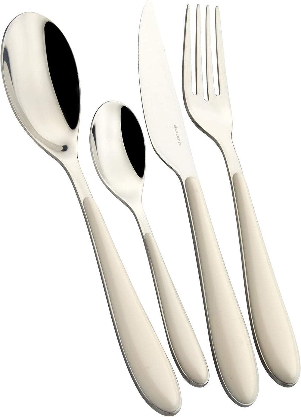 Bugatti GGAU-023F50 Serviciu de masă Gioia, san/oțel, 22 X 8 X 30 cm, culoarea fildeșului, 24 bucăți Bucatarie Naty Shop