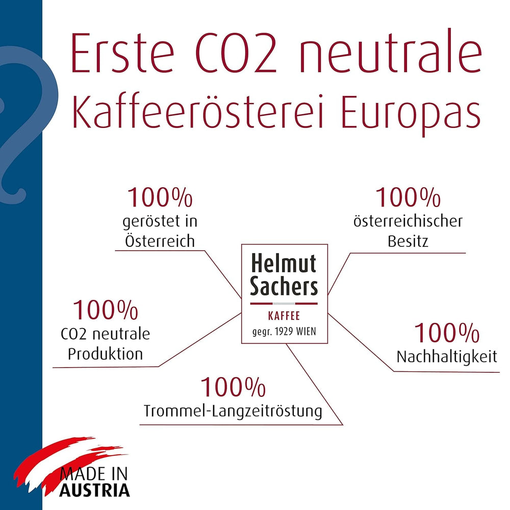 Helmut Sachers Kaffee - Miscela Viennese, Forza 3/5, 100% Arabica, Caffè in grani interi, 6 X 500G Naty Shop