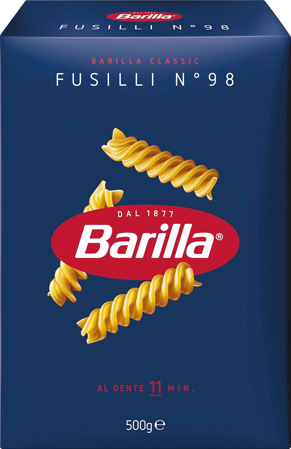 Barilla Pasta Classica Fusilli N. 98 di semola di grano duro di alta qualità, sempre al dente, Peperoncini, Spaghetti, Fusilli, Penne, Italiana, 500g