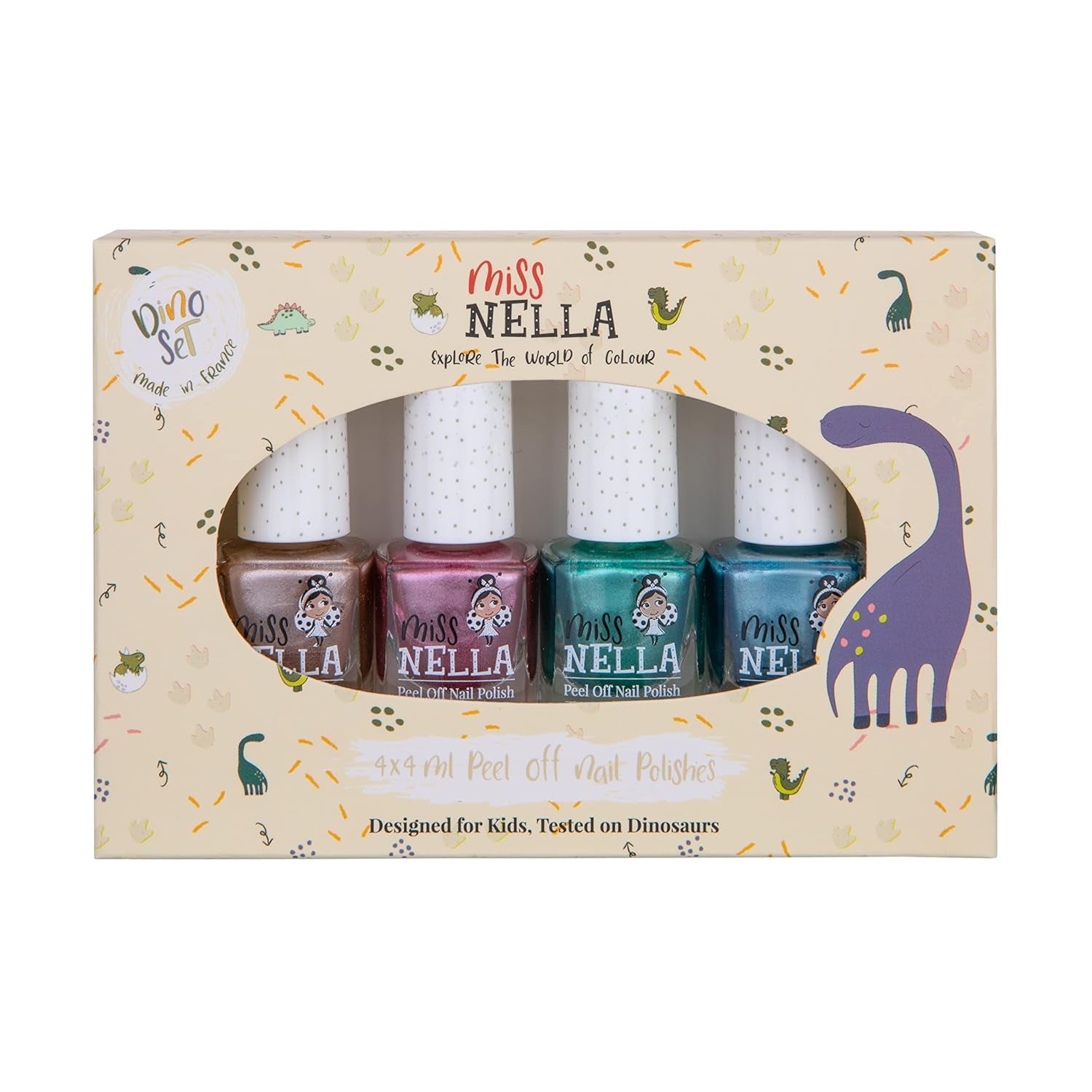 Set di smalti glitterati da 4 pezzi della collezione Miss Nella Magic: rosa, rosso, oro e blu, smalto rimovibile speciale per bambini, non tossico, a base d'acqua, inodore