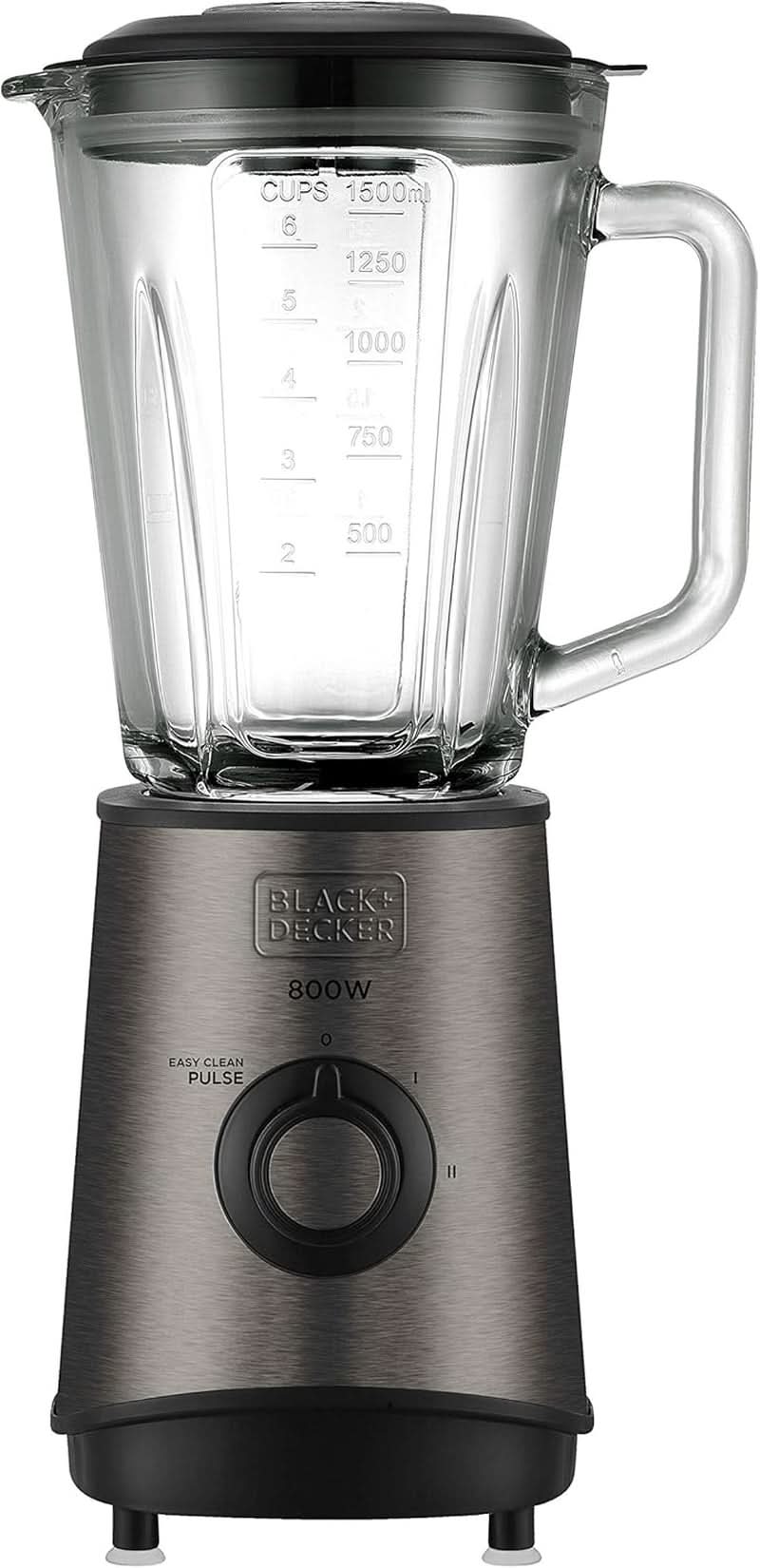 BLACK+DECKER Impastatrice | 500 W | 2 velocità | Funzione impulso | Tappeto in vetro | 1,5 l | Edelstahlmesser Mit 4 Klingen | Herausnehmbar Und Leicht Zu Reinigen | Weiß Und Grau Cucina Naty Shop 800W Edelstahl